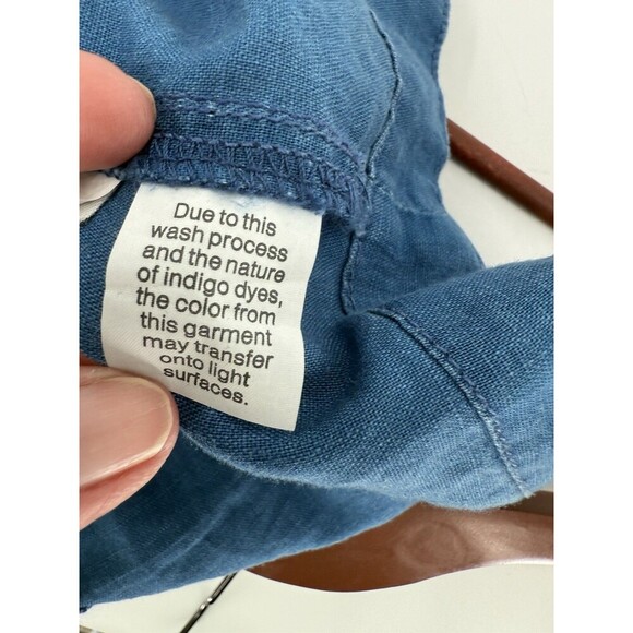 Madewell Embroidered Siesta Linen Blend Chambray Blue Smock Tank Top Size 4 EUC - Picture 12 of 13